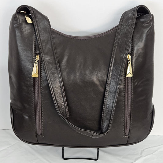 Brown Genuine Leather Handbag! ItemTr8007Brown. Made in USA!