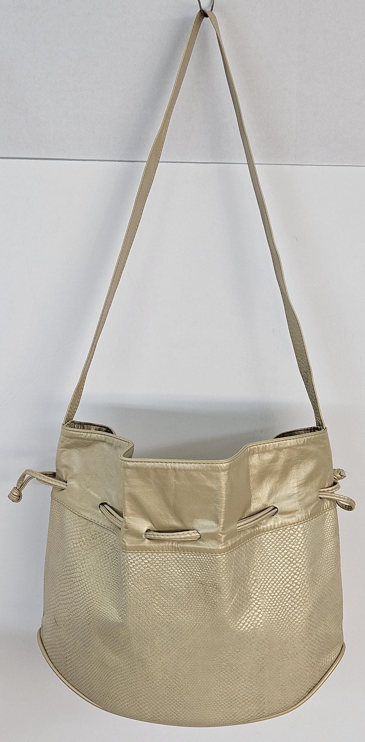 Champagne Print Drawstring Shoulder Bag - Made in USA