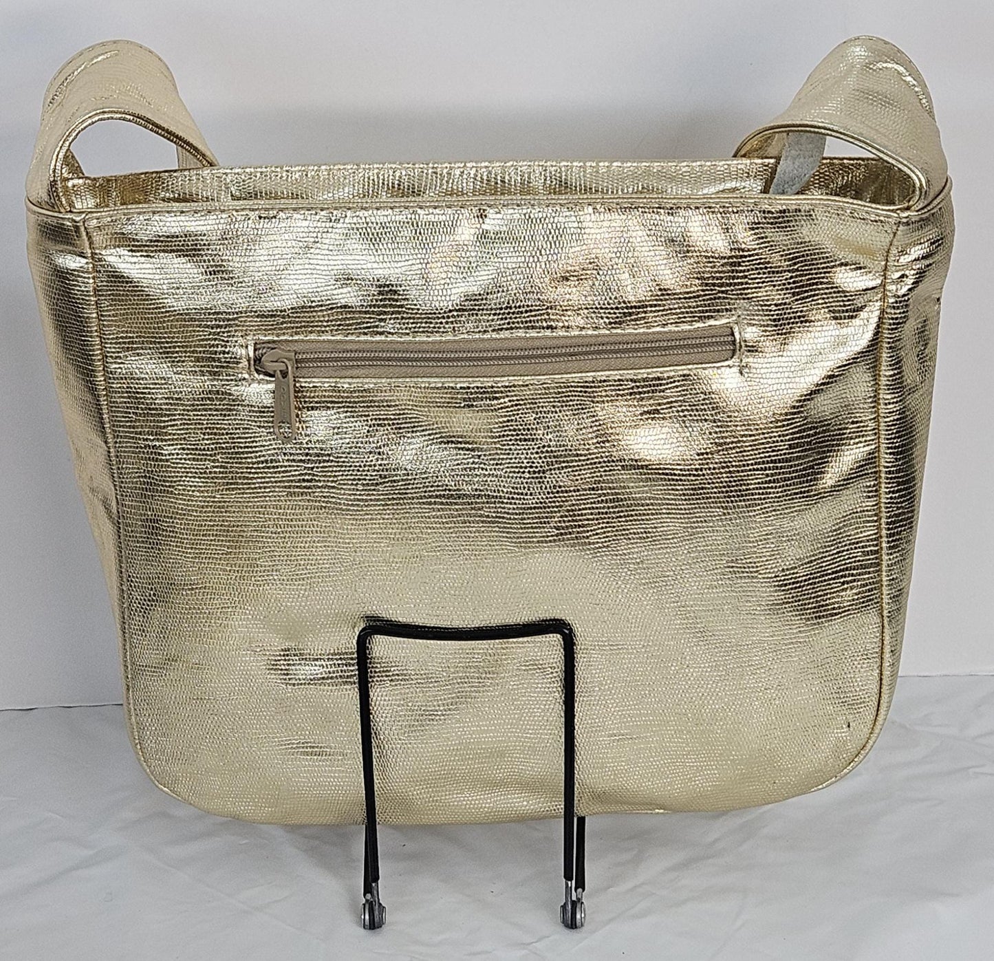 Gold Metallic Print Leather gold matel Z &buttons design.Handbag!Made in USA.#Tr8003Gmpgmz.