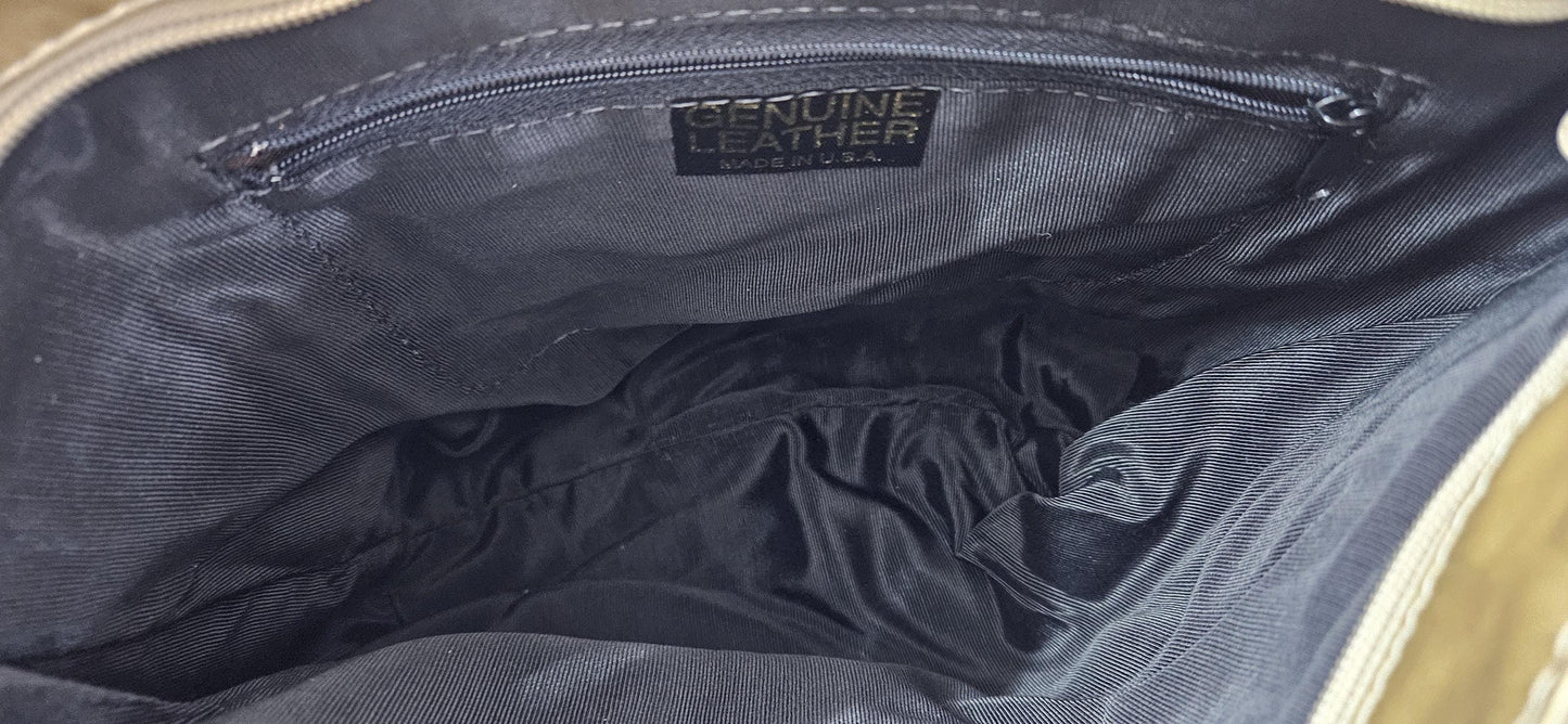 Gold Mate Print Leather gold matel Z &buttons design.Handbag!Made in USA.#Tr8003Gmpgmz.