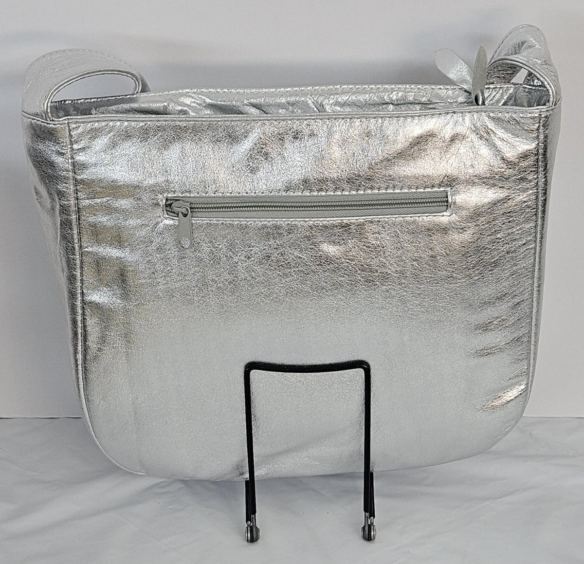Metallic Leather Handbag: Silver, Gold, Pewter, Bronze Zigzag Stitch