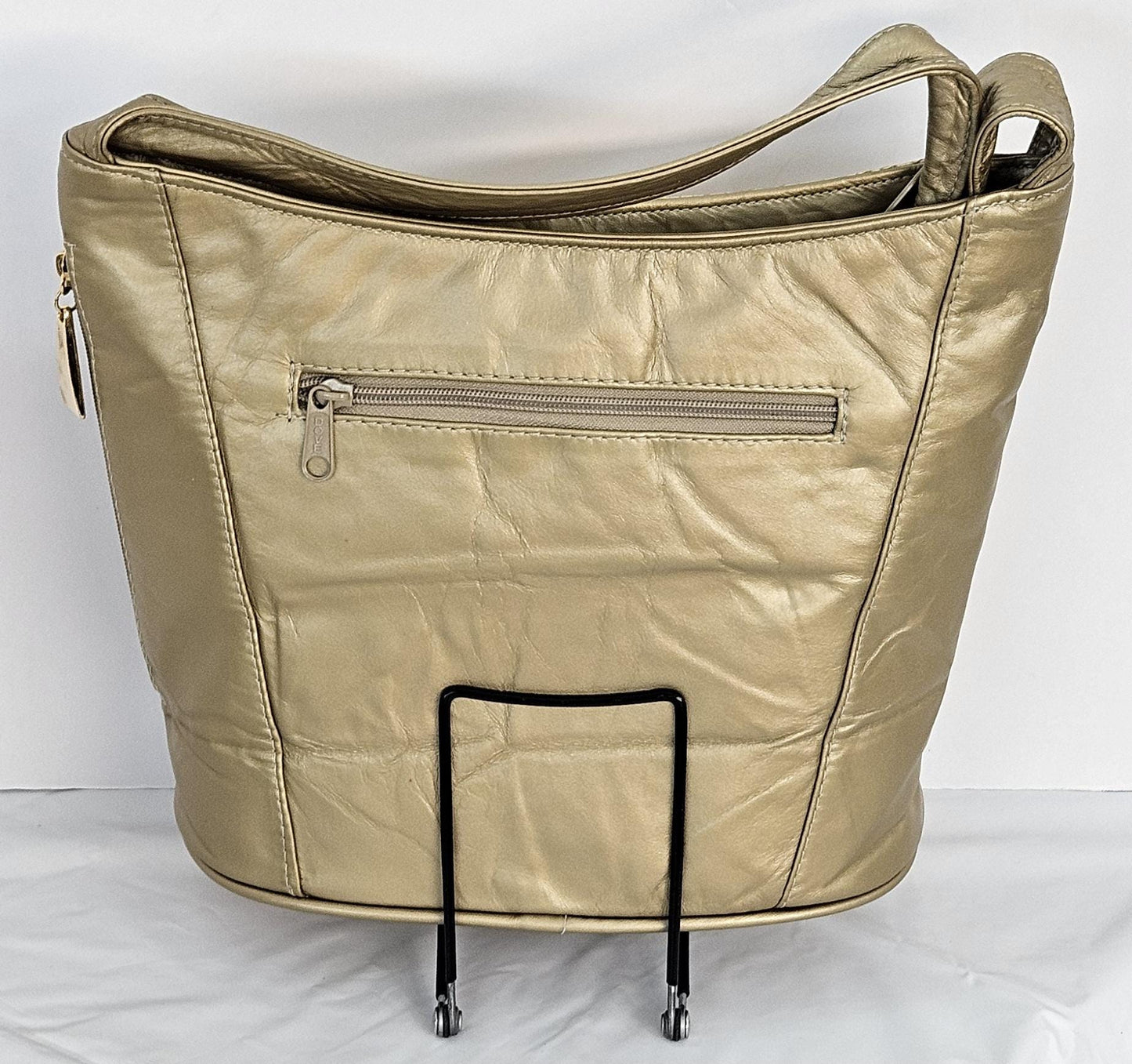 Gold mate print leather Gold matel coin design Hand Made Handbag! Made in USA!TR8006Gm-pgmc
