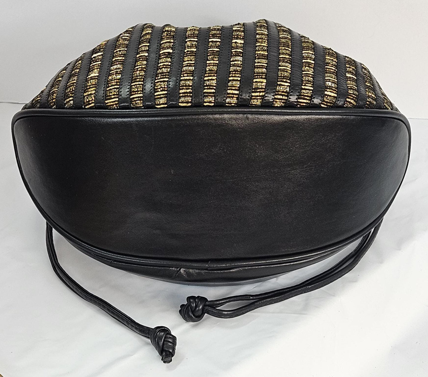 Black Pewter Fabric Drawstring Shoulder Bag - Made in USA