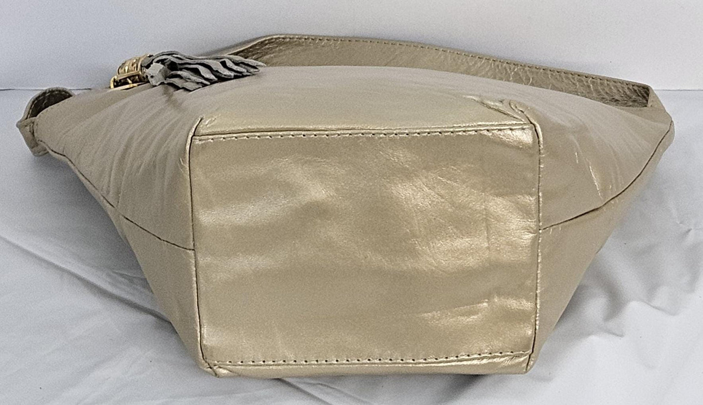 Champagne Luxury Genuine Leather with Gold Z and Butten metal design on  Hand Made Handbag!#TR9047-Cham-gmzb Made in USA