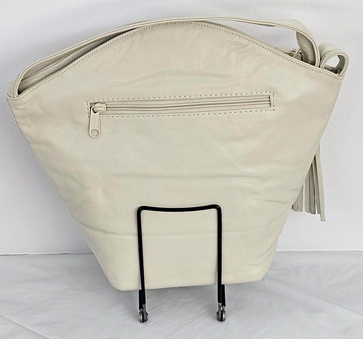 Handmade Leather Handbag: Gold Accents, Made in USA