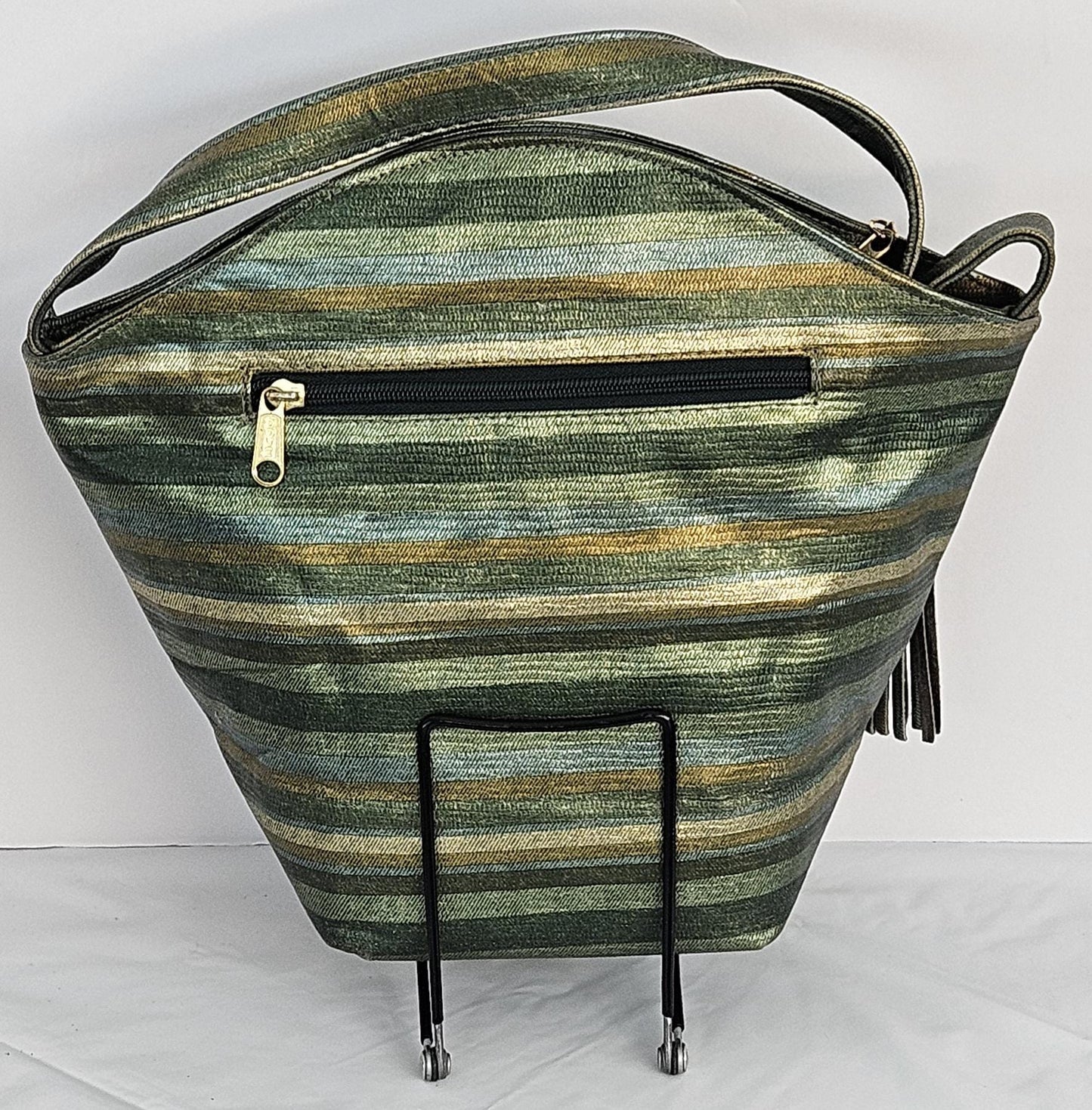 Teal,Green multi print Luxury Genuine Leather Hand Made Handbag!#TR9047-Teal-gr-m.Made in USA!