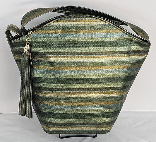Teal,Green multi print Luxury Genuine Leather Hand Made Handbag!#TR9047-Teal-gr-m.Made in USA!