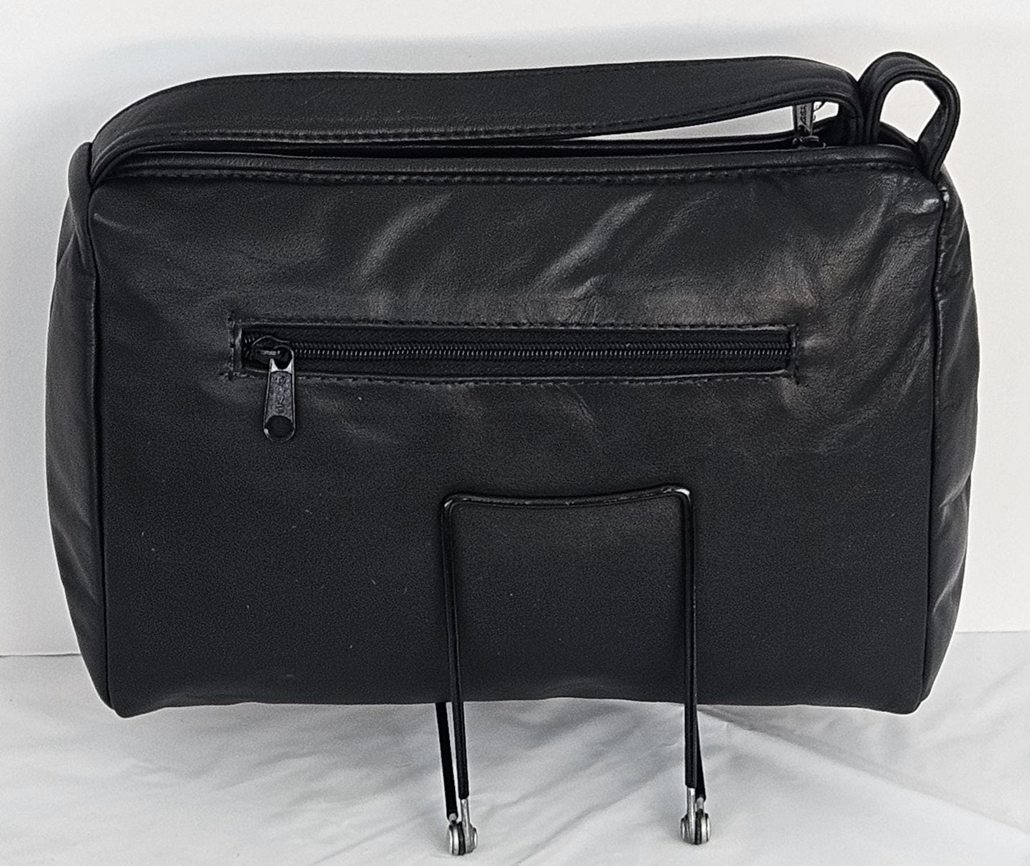 Zigzag Print Leather Handbag: Handmade Black Square Purse