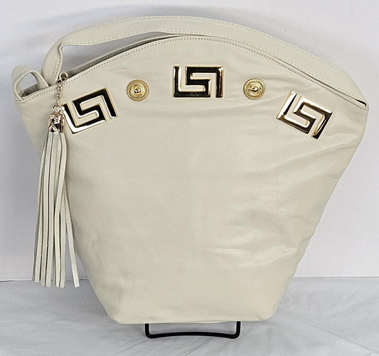 Handmade Leather Handbag: Gold Accents, Made in USA