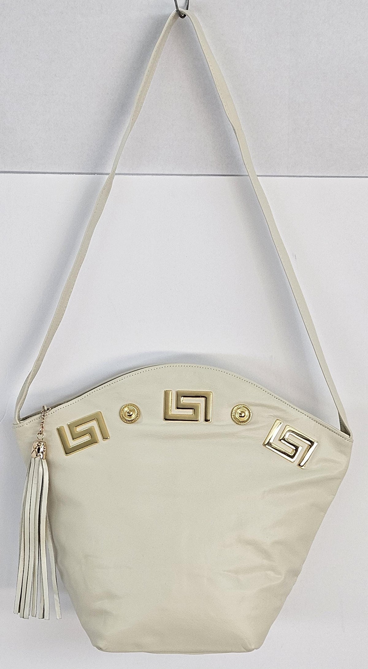 Handmade Leather Handbag: Gold Accents, Made in USA