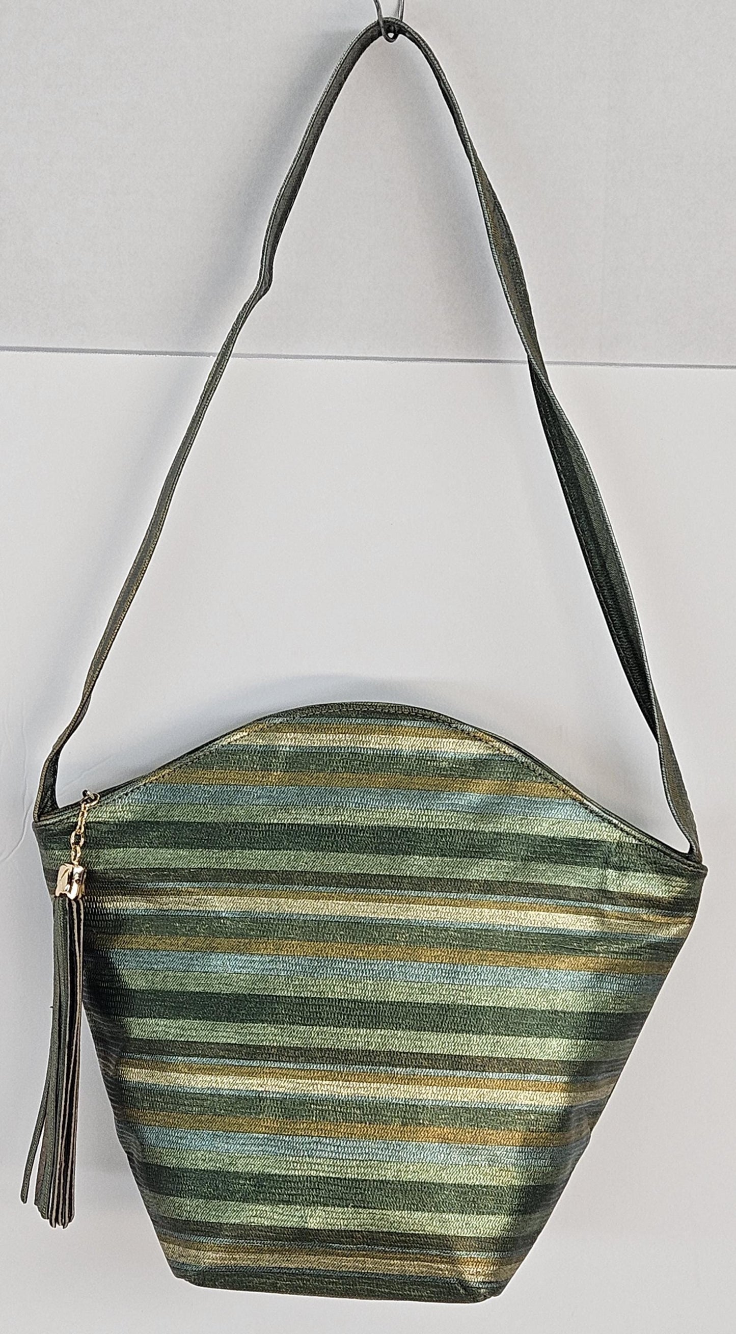 Teal,Green multi print Luxury Genuine Leather Hand Made Handbag!#TR9047-Teal-gr-m.Made in USA!