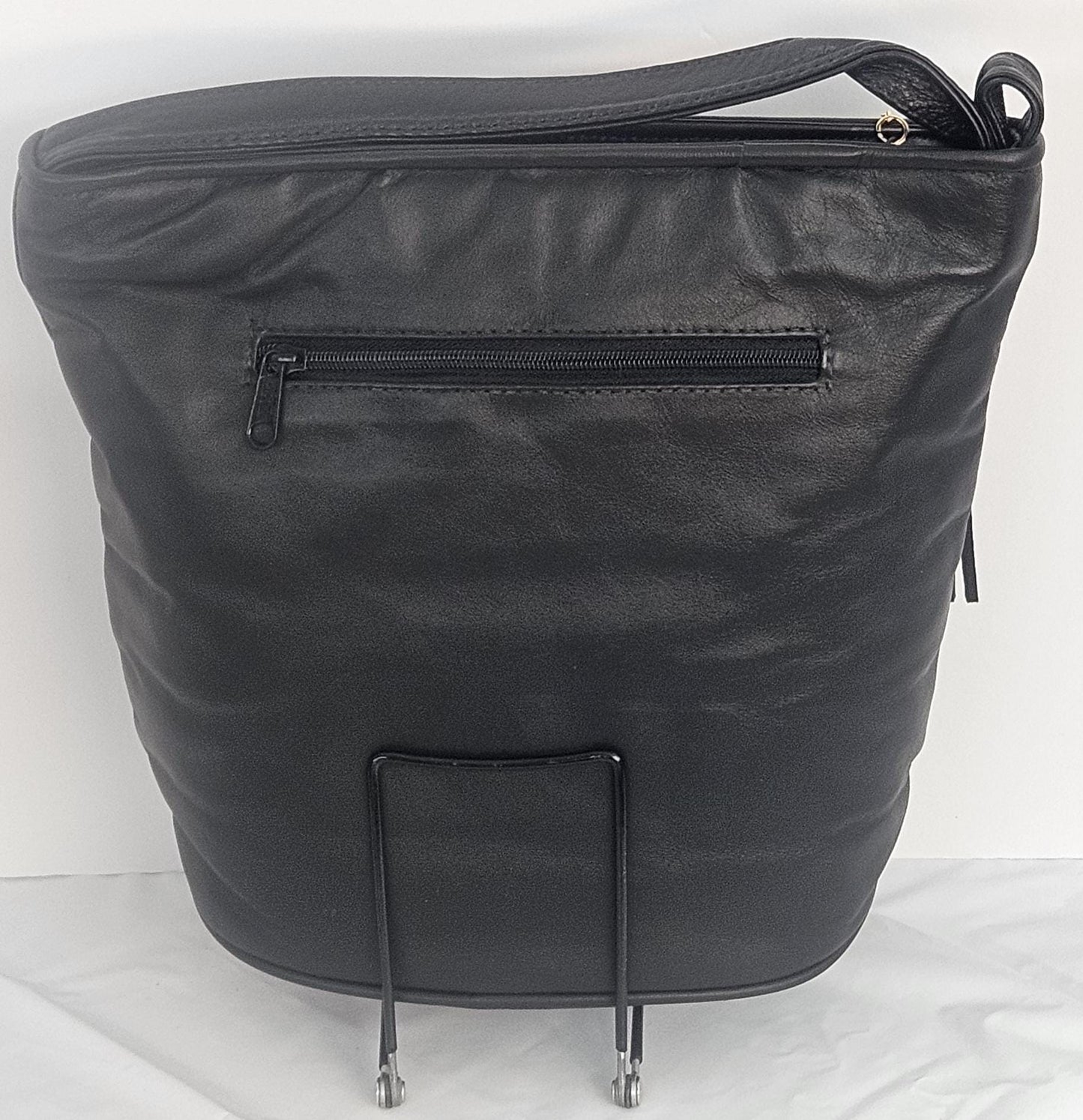 Black Diamond Cut Zigzag Leather Handbag: Handmade in USA