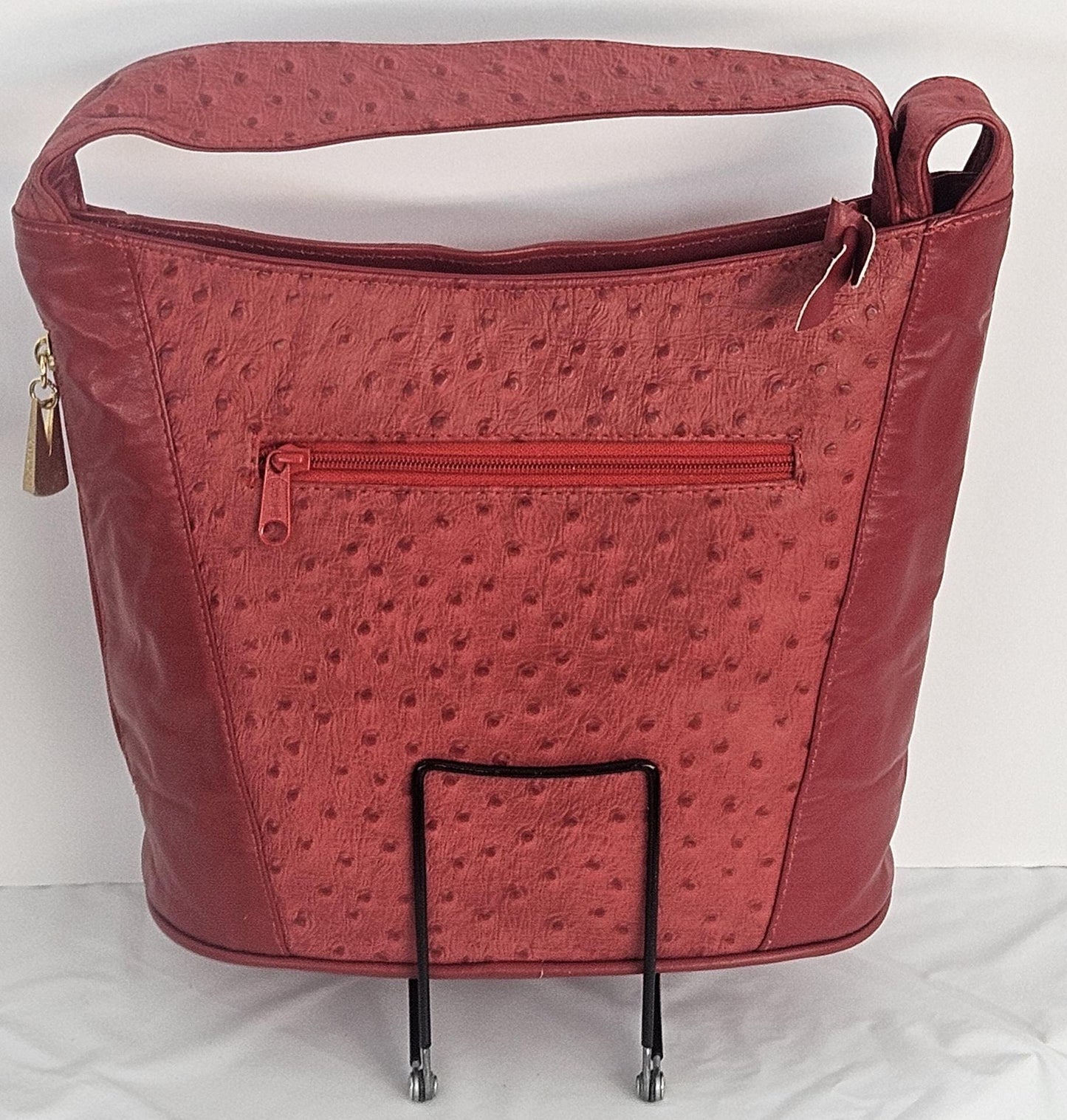 Red with red Ostrich print leather Hand Made handbag!Made in USA!TR8006Red-red-Os-Print.