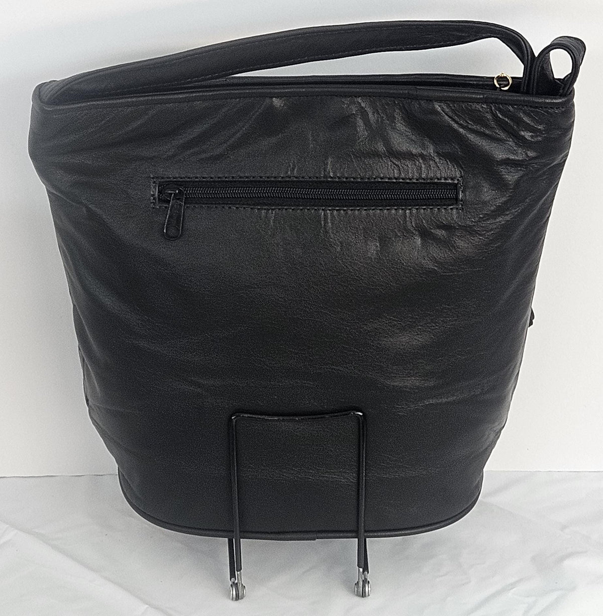 Black Zigzag Leather Handbag: Handmade Patton Stripes, Made in USA