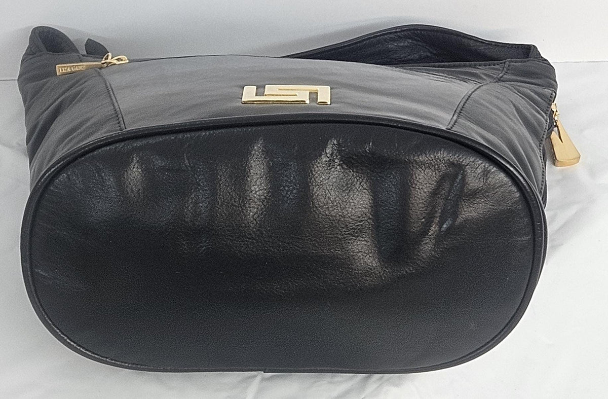 Handmade Black Patton Leather Handbag: Z Metal Design, Made in USA