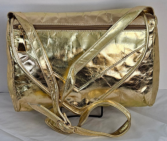 Gold Shining Hand Made Handbag.TR2018-7Gs Purses for women, Genuine Leather Made in USA.