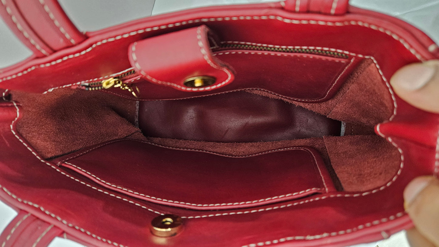 Red Cowhide Genuine Leather bag TRH3